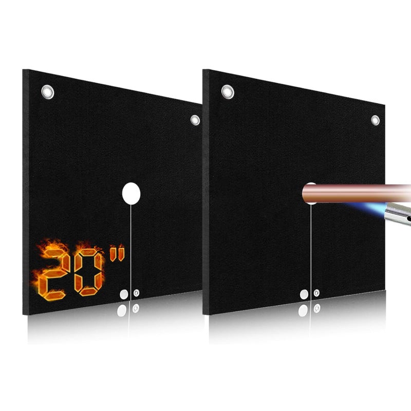 TOHONFOO 20x20x0.2in Welding Blanket Fireproof, 2 Packs 5mm Upgraded Thickened Heat Shield Mat, Brazing Heat Shield for Torch, Welding Pad for Plumbing, Solder Plumbers HVAC Torch Protector - Image 1